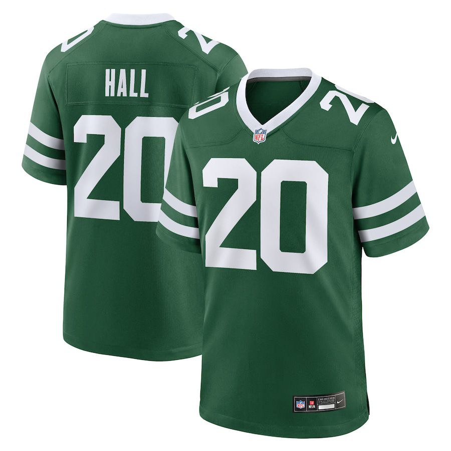 Men New York Jets #20 Breece Hall Nike Legacy Green Game NFL Jersey->->NFL Jersey